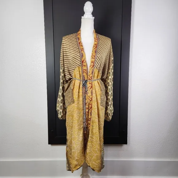 Bohemian Kimono Robe Eco-Friendly Guru For Life Midi Length OS