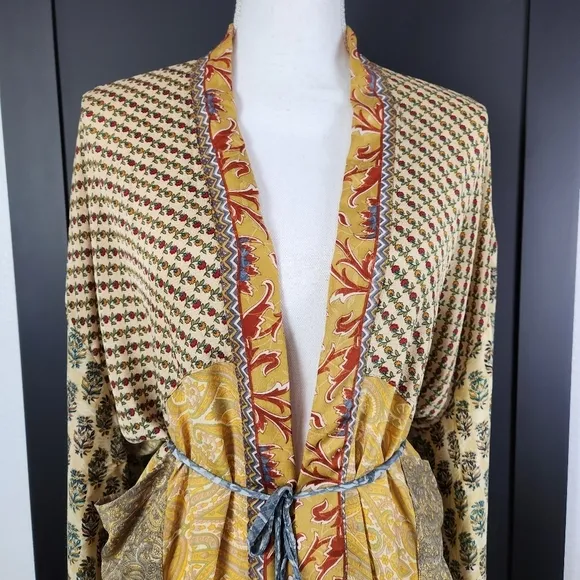 Bohemian Kimono Robe Eco-Friendly Guru For Life Midi Length OS