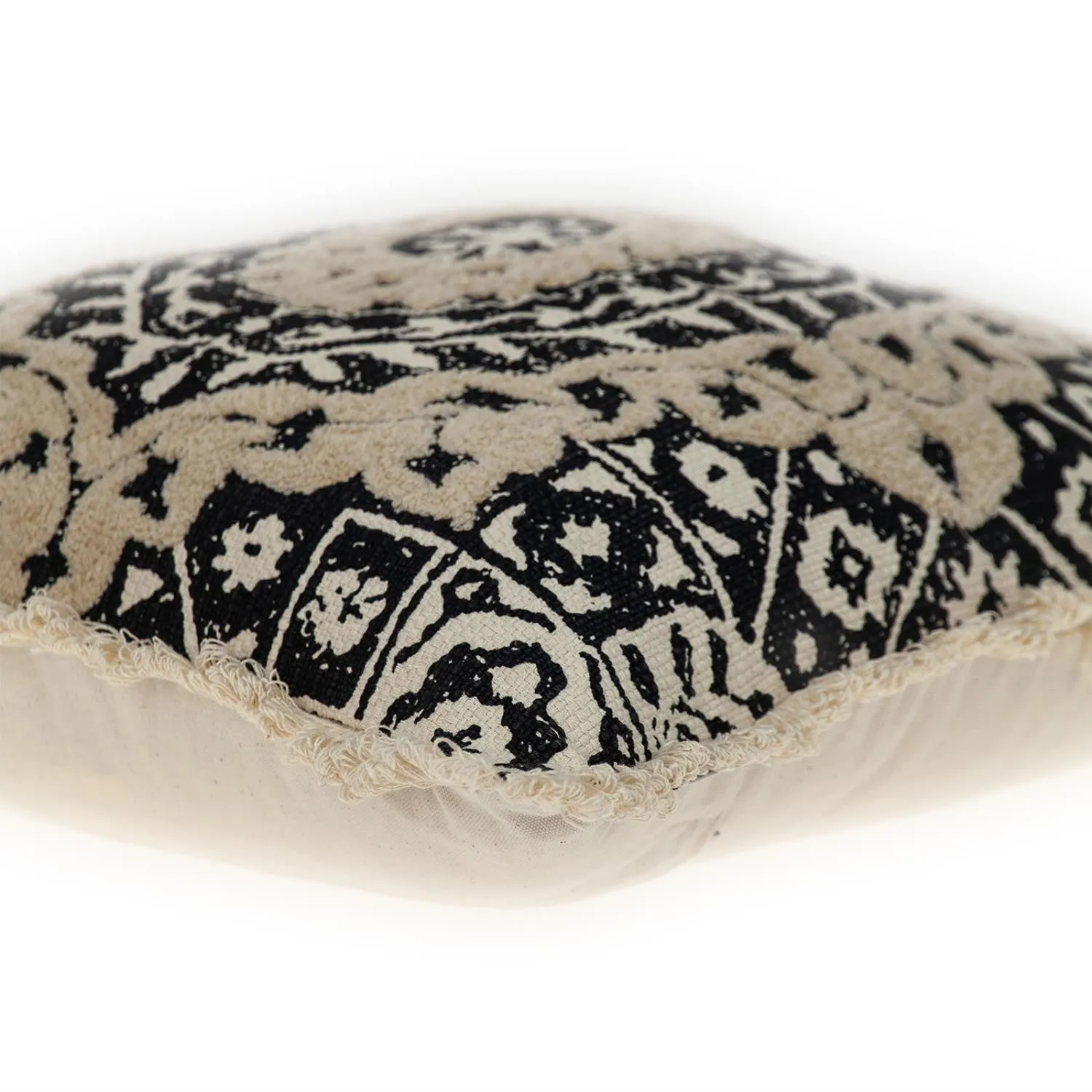 Boho Garland Beige and Black Decorative Accent Pillow