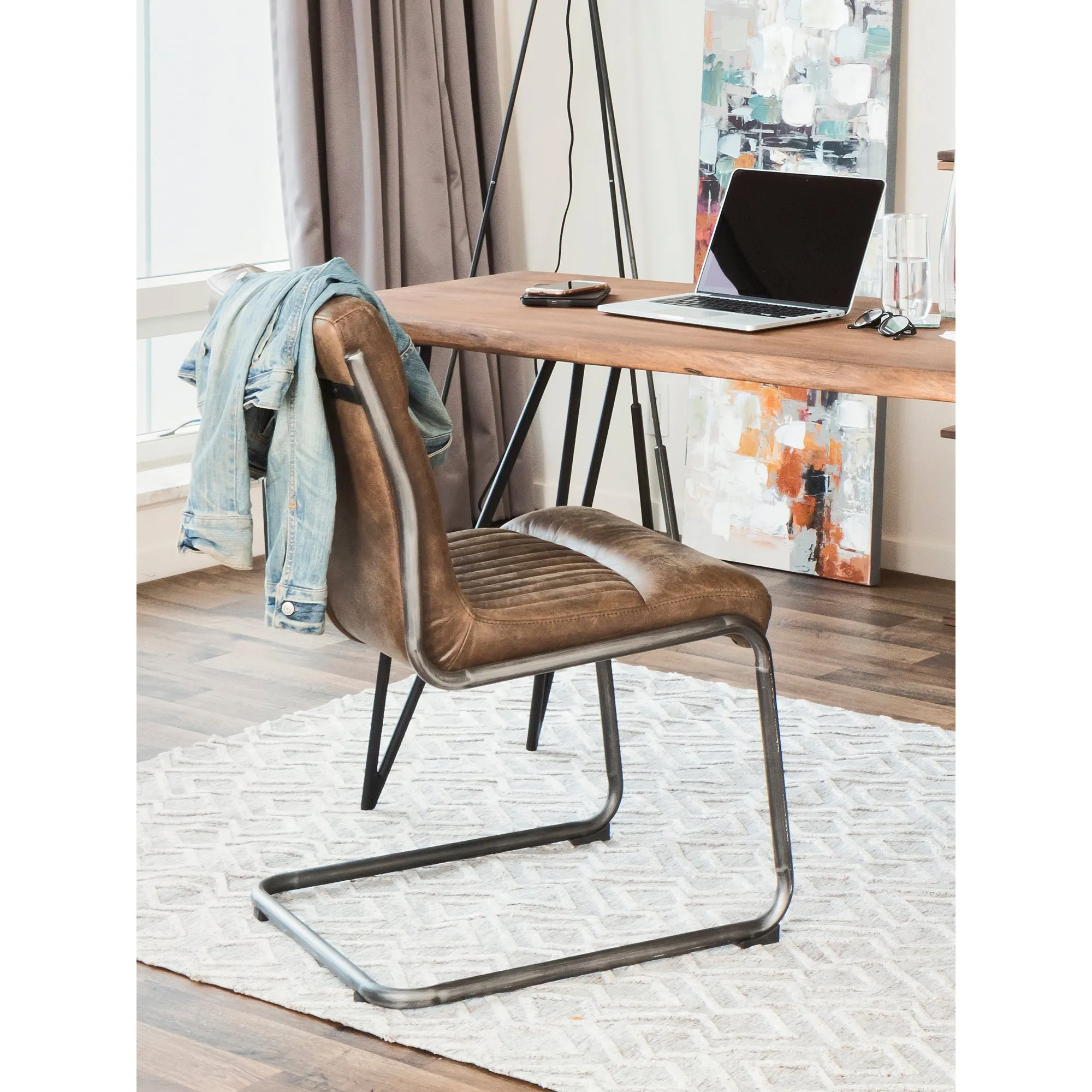 Bold Iron & Distressed Leather Dining Duo