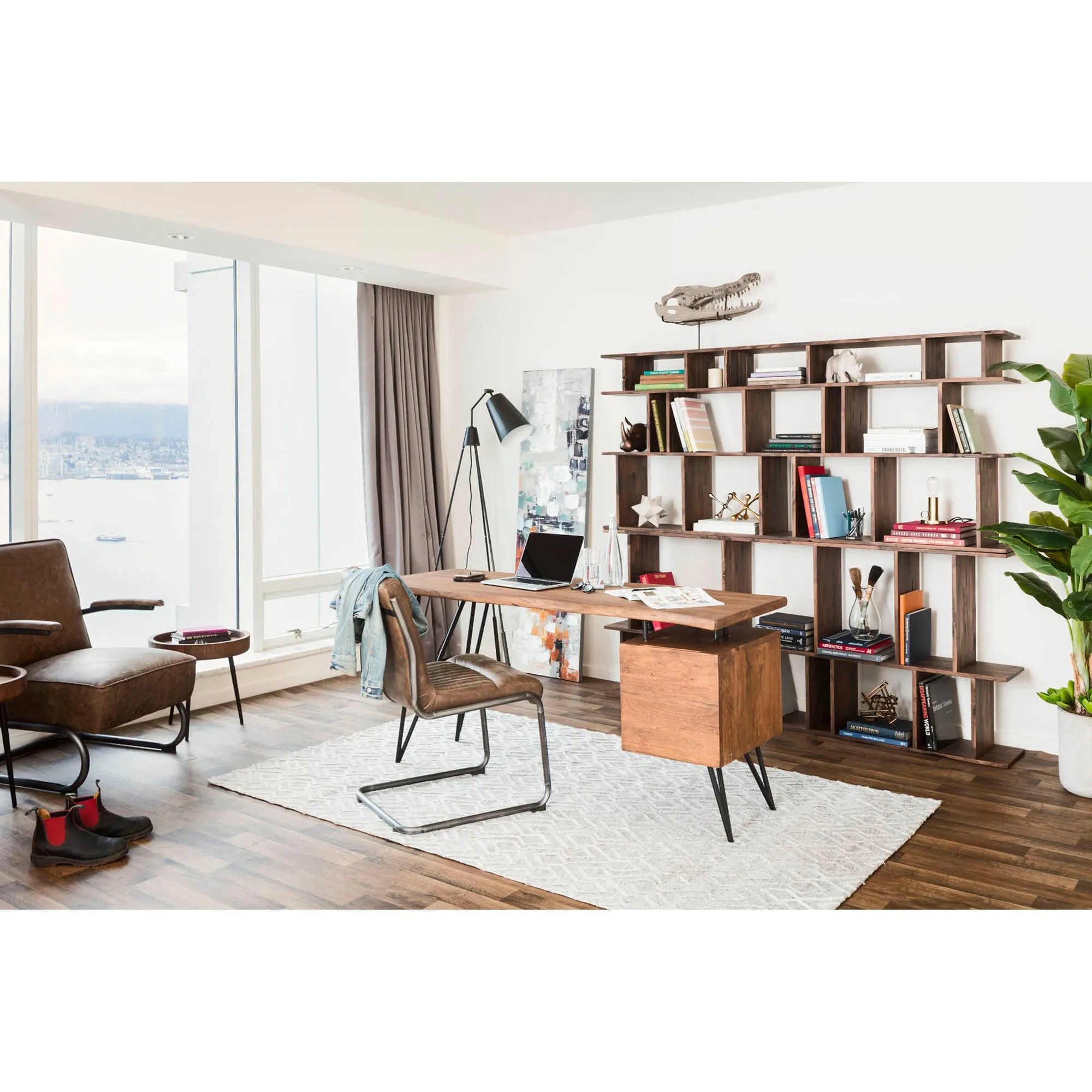 Bold Iron & Distressed Leather Dining Duo