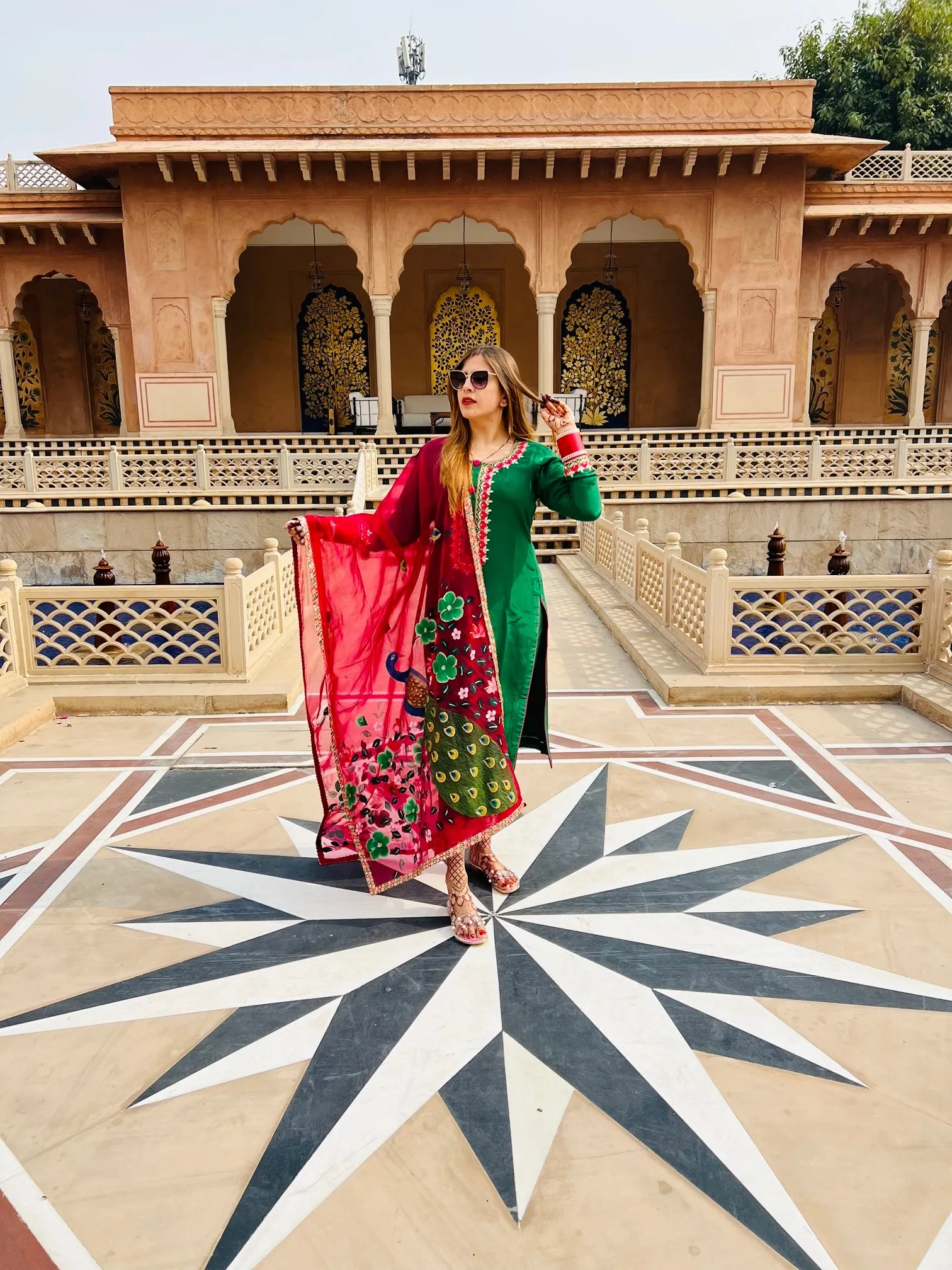 Bottle Green Embroidered Suit