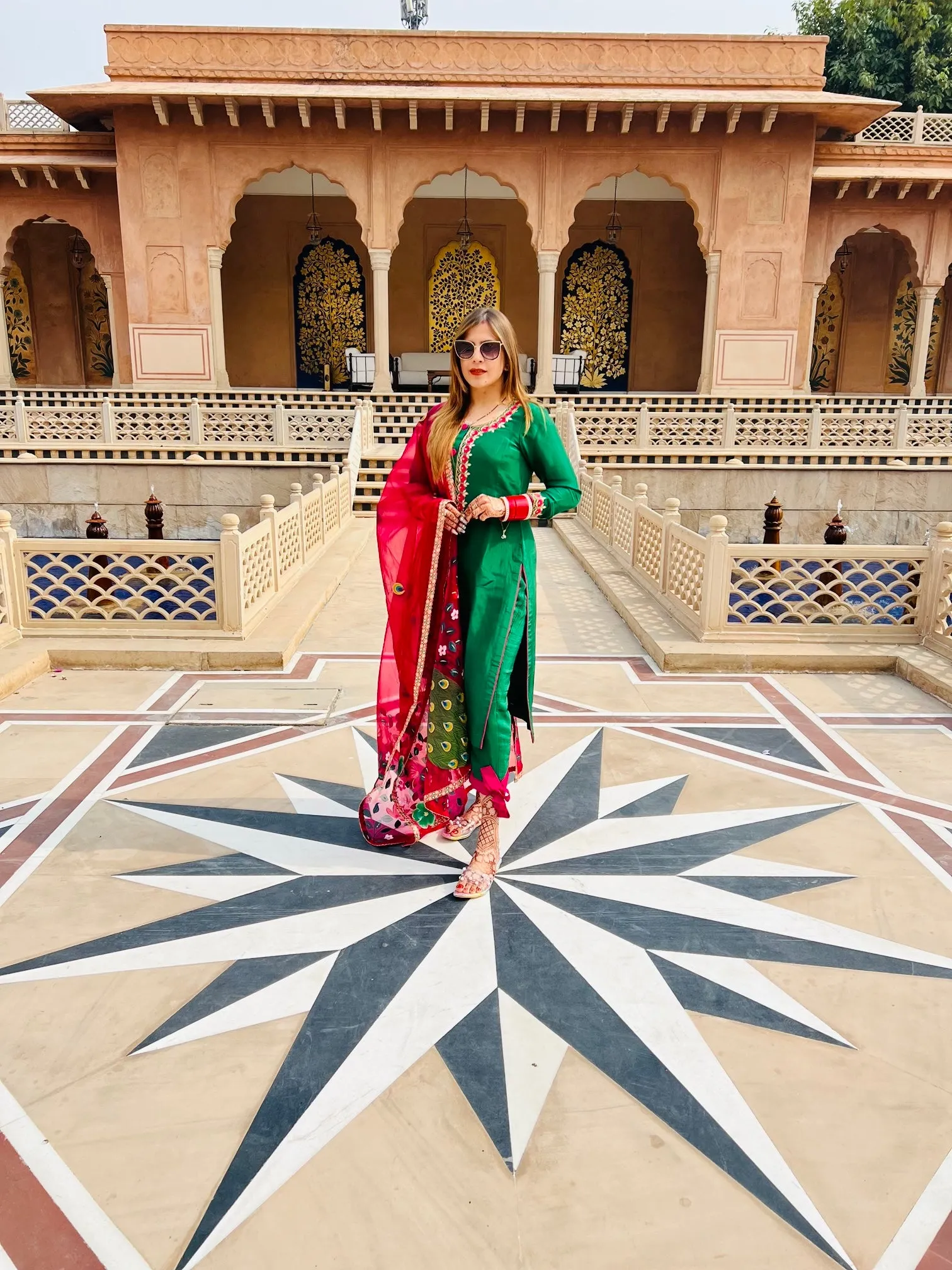 Bottle Green Embroidered Suit