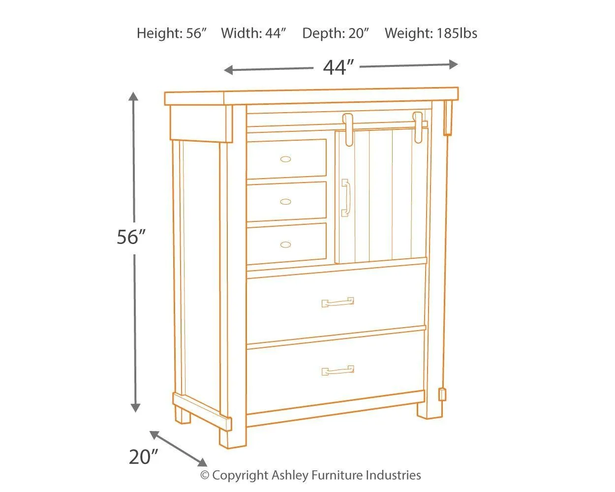 Brashland - Five Drawer Chest - Distressed Finish