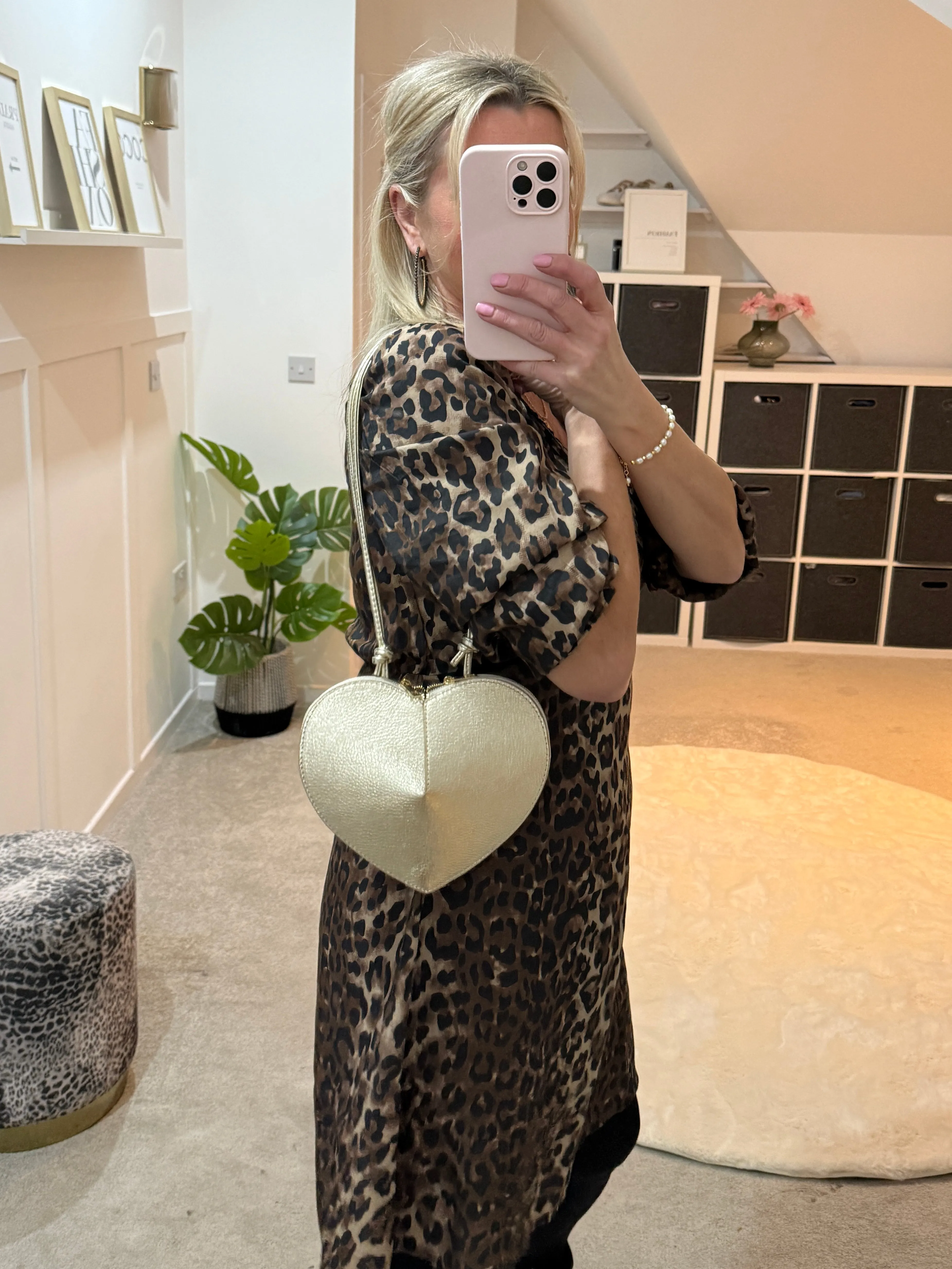 Burgundy Leather Heart Bag