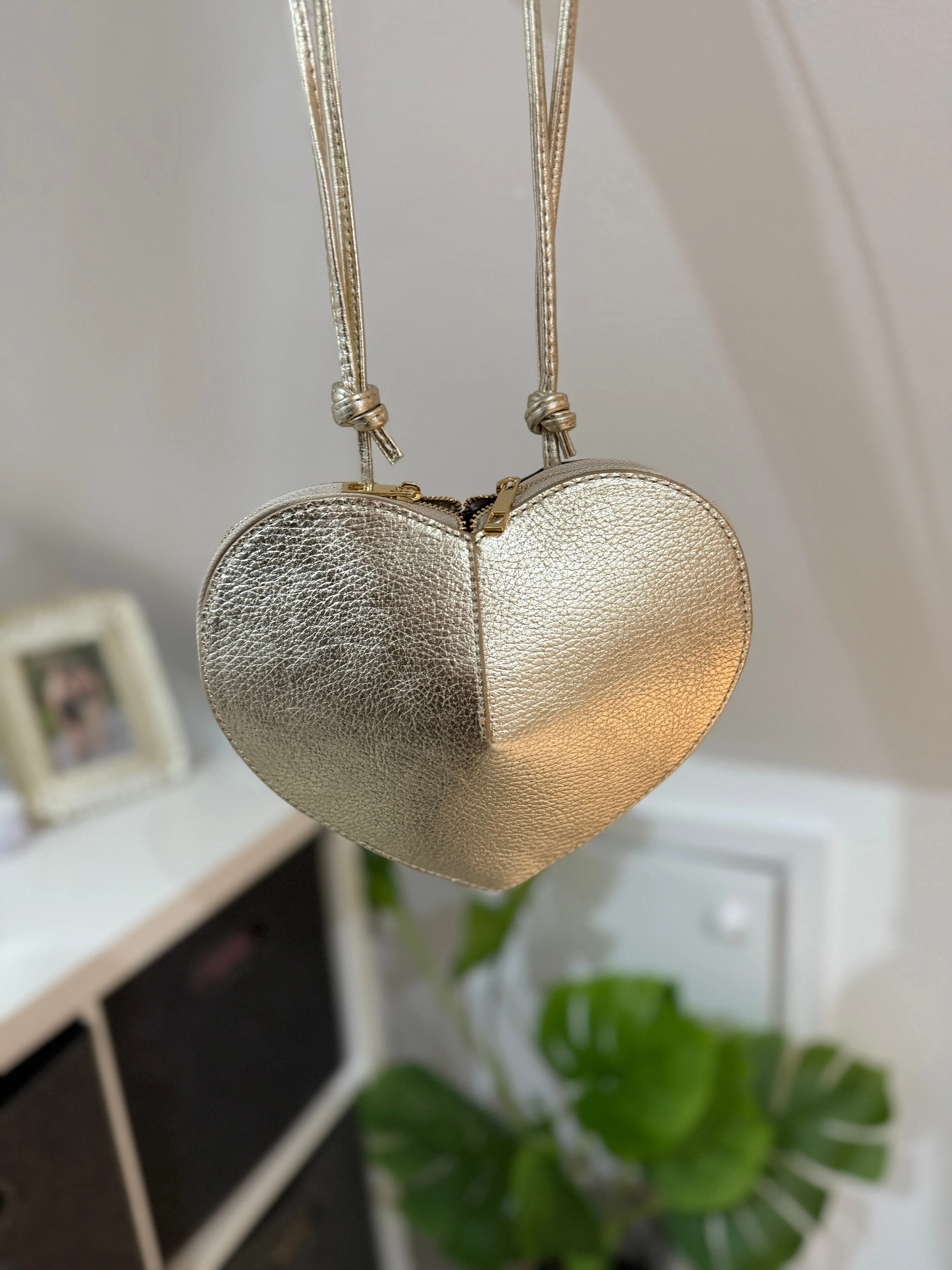 Burgundy Leather Heart Bag