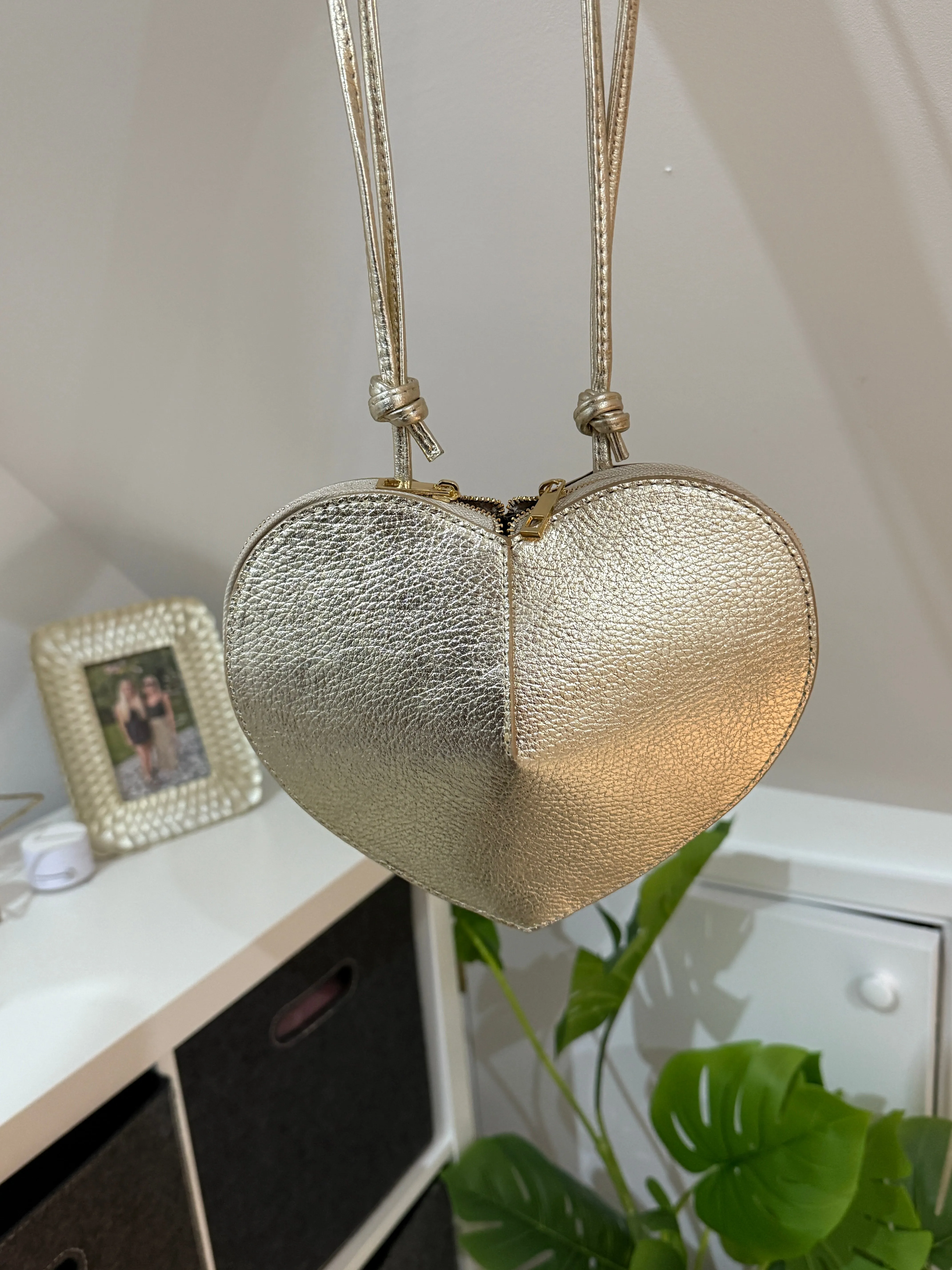 Burgundy Leather Heart Bag