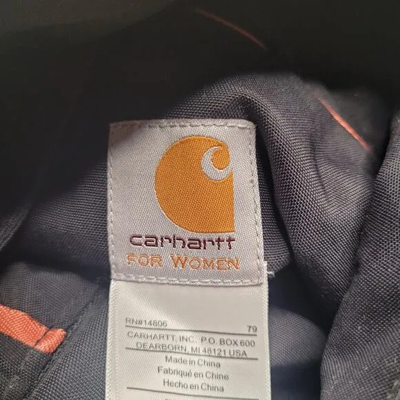 Carhartt Jacket Womens Large Black Waterproof Breathable Workwear Outdoor WJ002