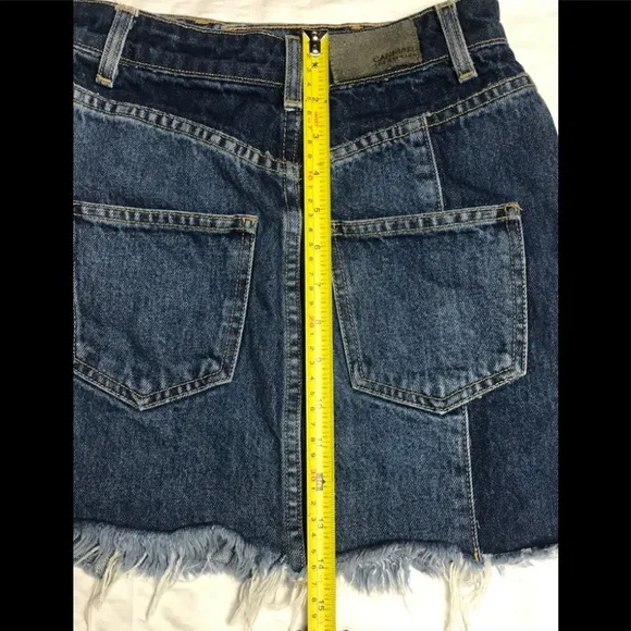 CARMAR Patchwork Cut Off Frayed Jean Mini Skirt 24/XS