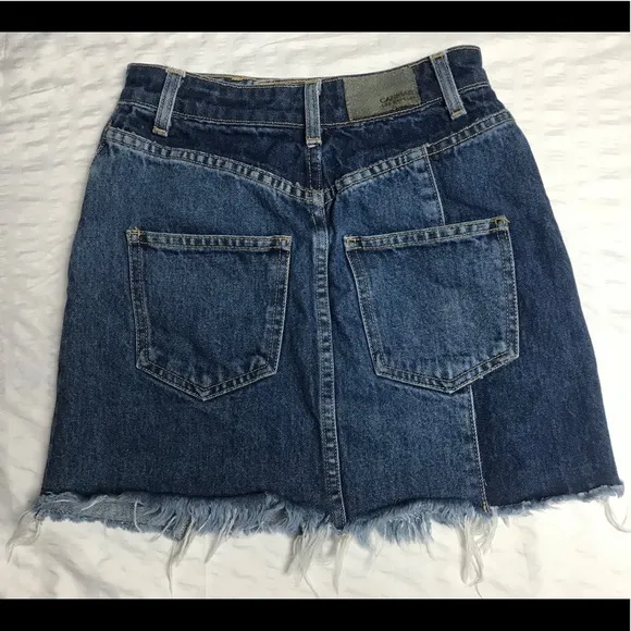 CARMAR Patchwork Cut Off Frayed Jean Mini Skirt 24/XS