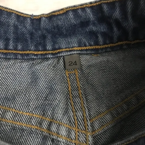 CARMAR Patchwork Cut Off Frayed Jean Mini Skirt 24/XS