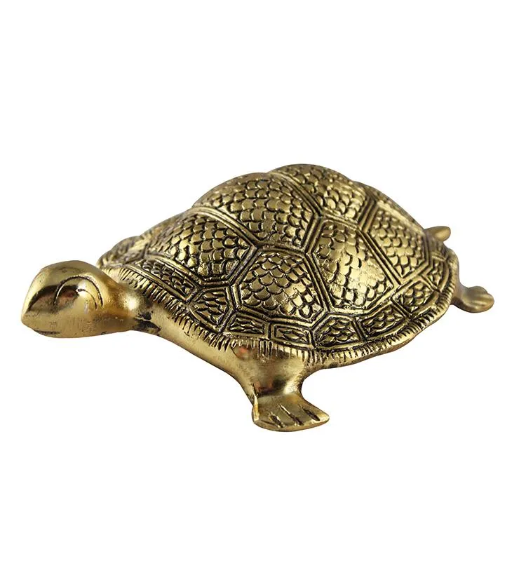 Carved Oxidised Golden Turtle