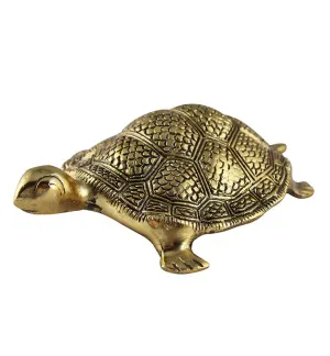 Carved Oxidised Golden Turtle