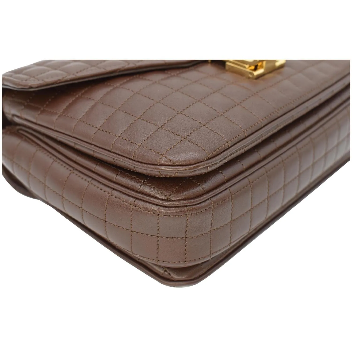 CELINE Medium C Quilted Leather Crossbody Bag Khaki
