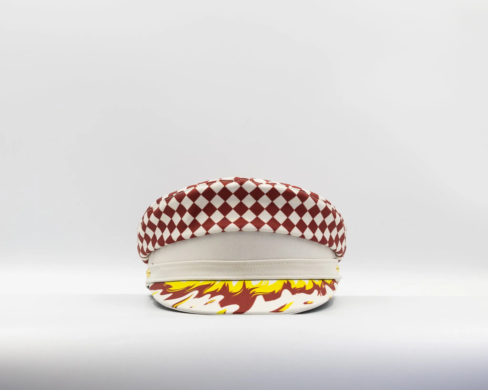 Checker & Flames -  Maroon & Pale White