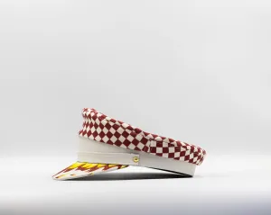 Checker & Flames -  Maroon & Pale White