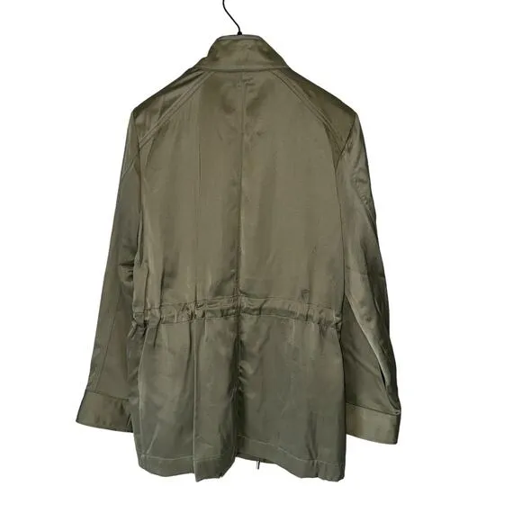 Chicos Utility Long Sleeve Green Satin Jacket Size 8/10 Chico Size 1