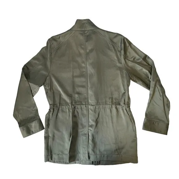 Chicos Utility Long Sleeve Green Satin Jacket Size 8/10 Chico Size 1