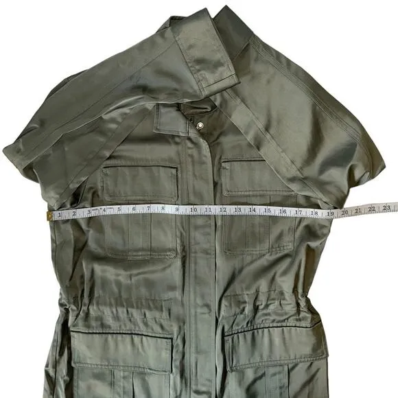 Chicos Utility Long Sleeve Green Satin Jacket Size 8/10 Chico Size 1