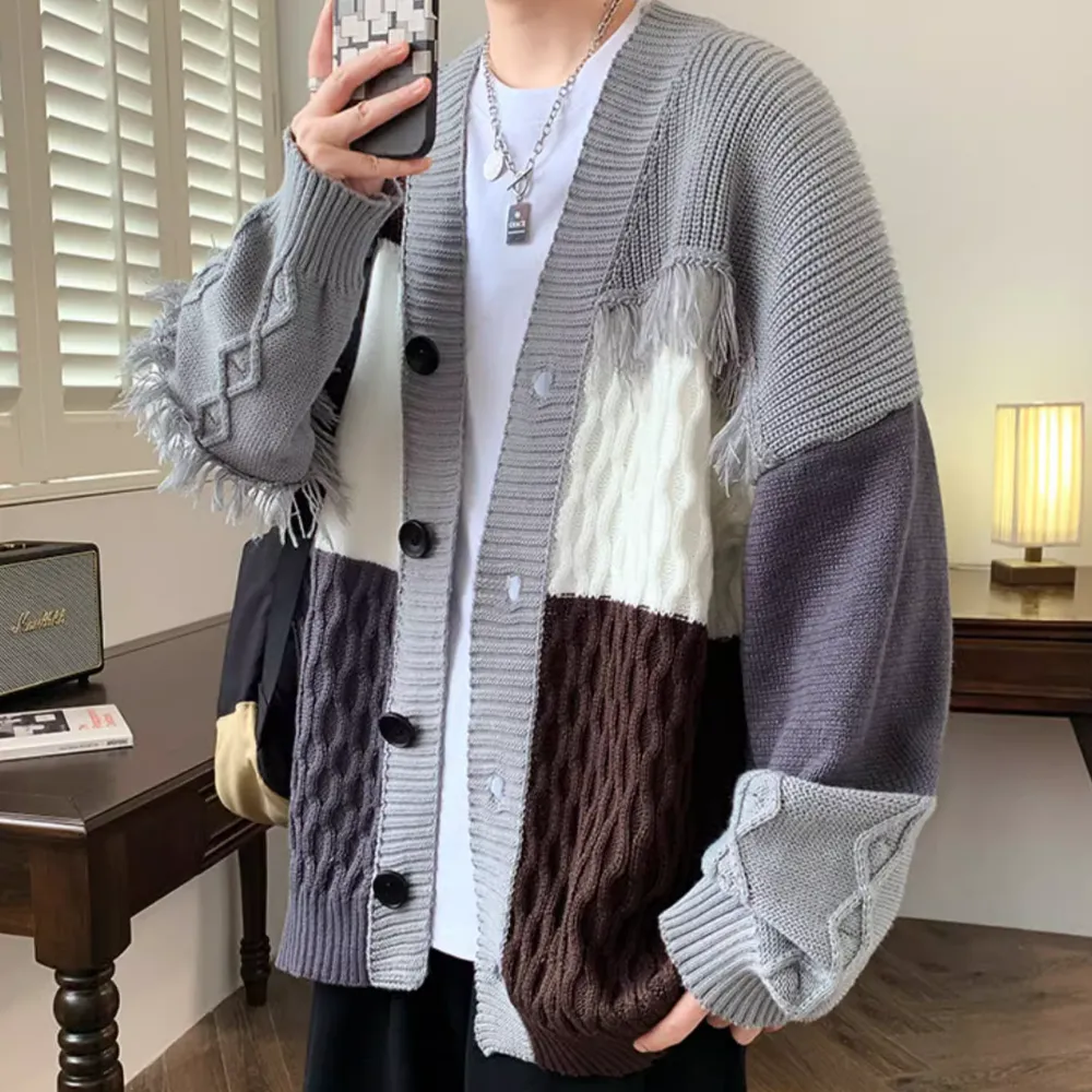 Classic Patchwork Knit Cardigan