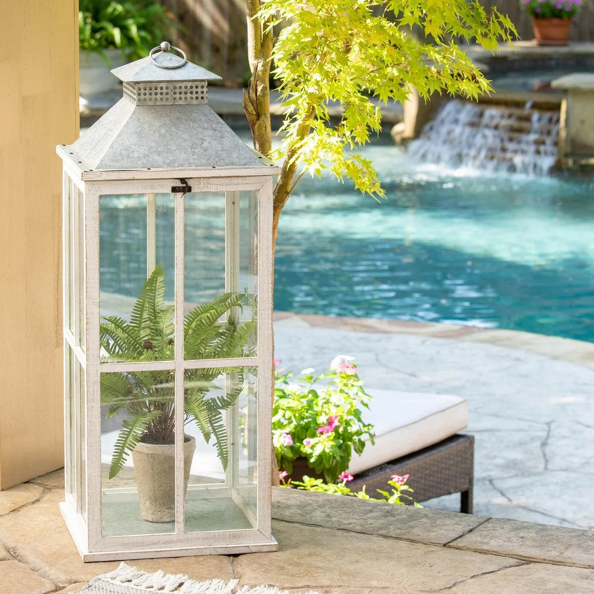 Coastal Whitewash Lantern, Large