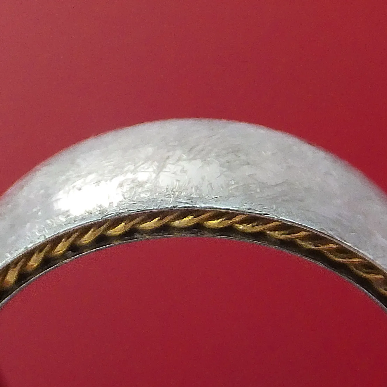 Cobalt Chrome Distressed Finish Band with Yellow Gold Side Braid Custom Made