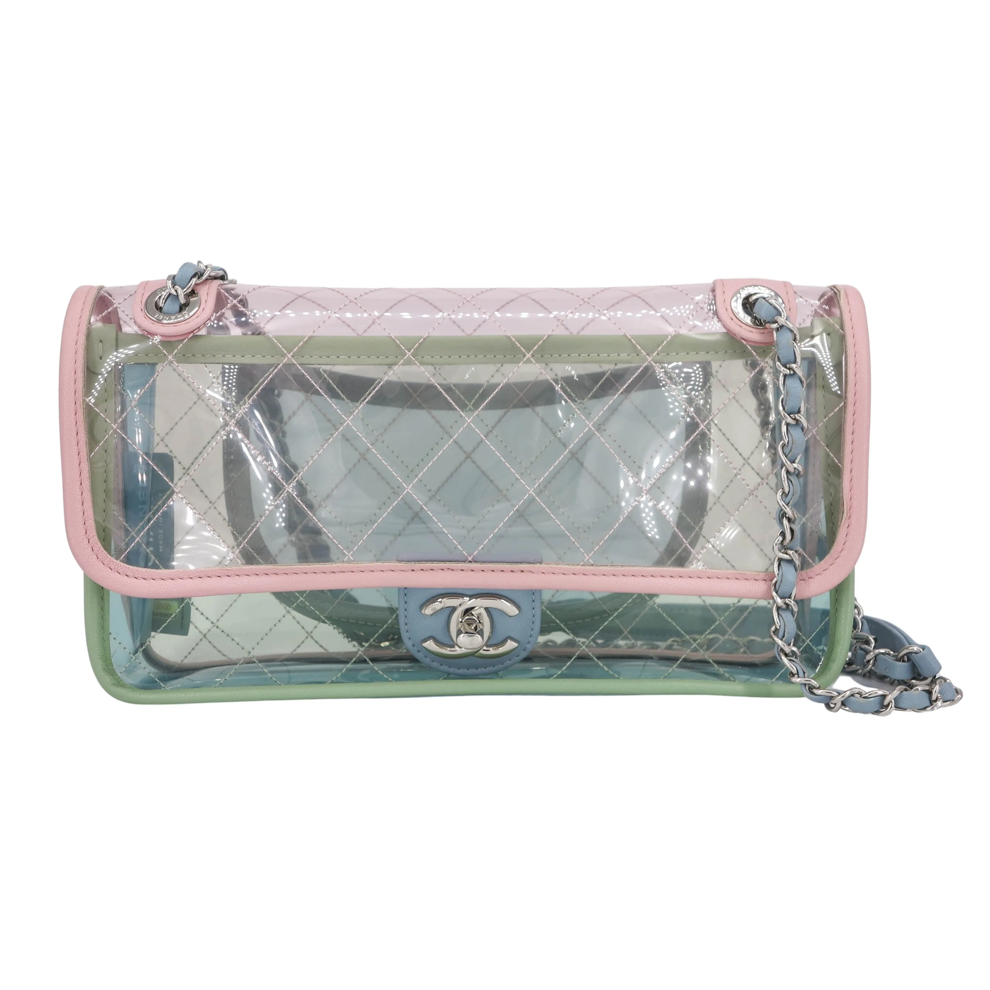 Coco Splash PVC Medium Flap Bag Pink Blue Green