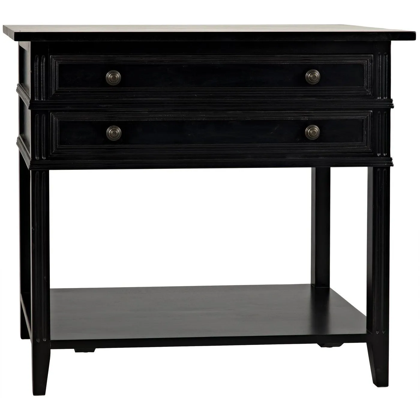 Colonial 2-Drawer Side Table, Distressed Black