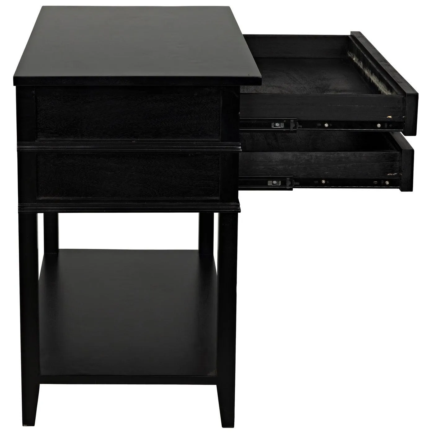 Colonial 2-Drawer Side Table, Distressed Black