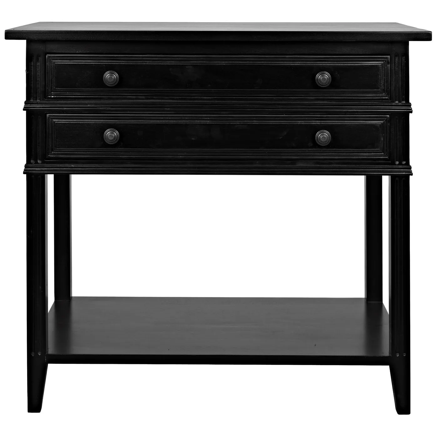 Colonial 2-Drawer Side Table, Distressed Black