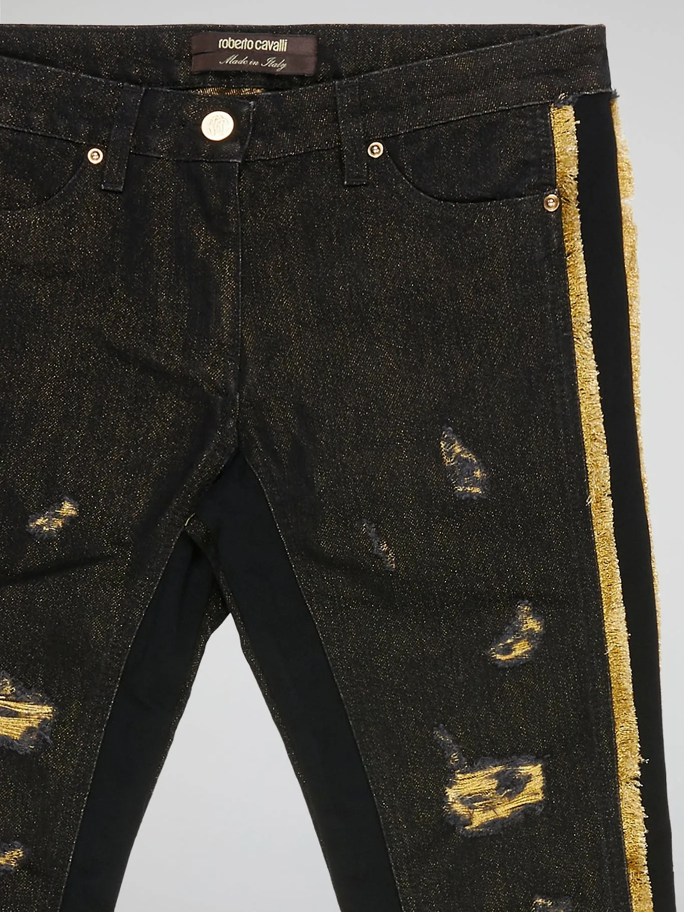 Contrast Fringe Distressed Jeans