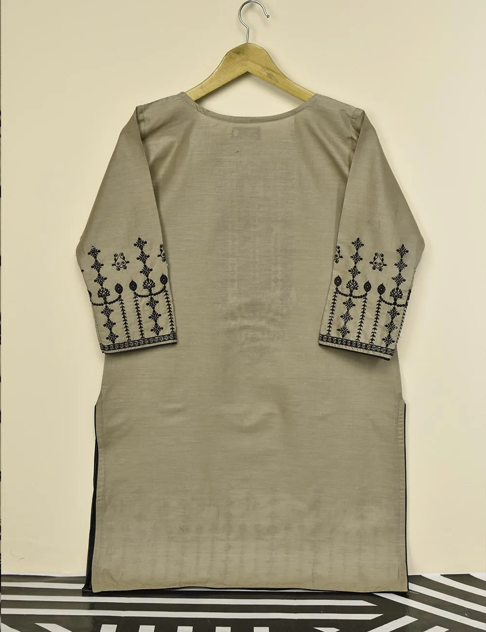 Cotton Embroidered Stitched Kurti - Abingora (T20-045-Khaki)