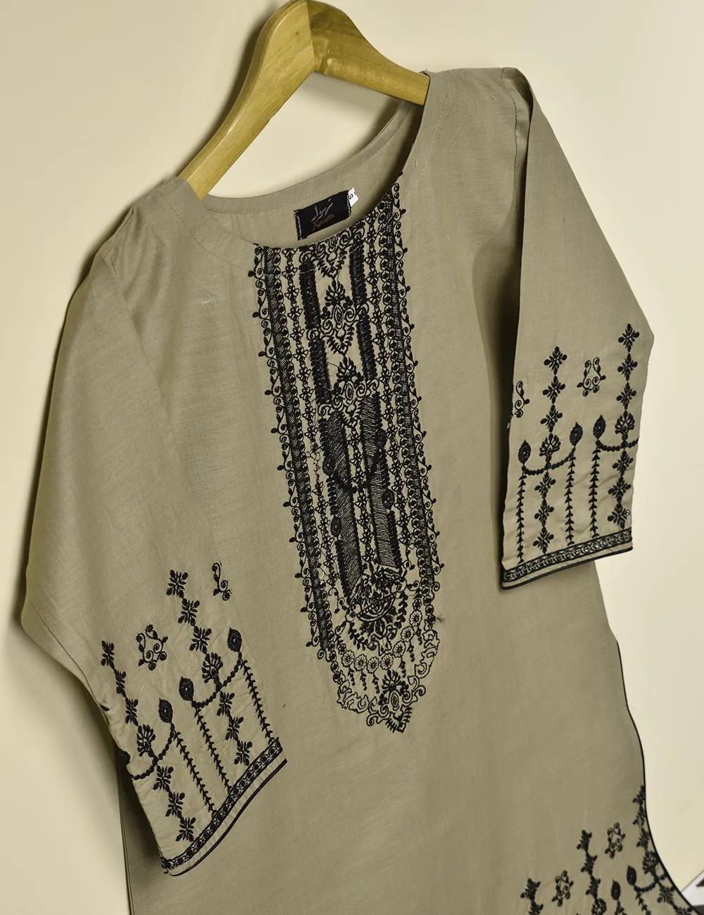 Cotton Embroidered Stitched Kurti - Abingora (T20-045-Khaki)