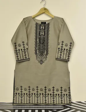 Cotton Embroidered Stitched Kurti - Abingora (T20-045-Khaki)
