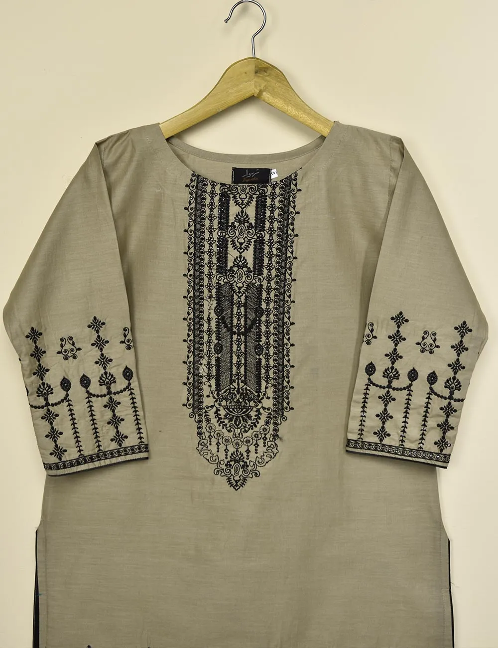 Cotton Embroidered Stitched Kurti - Abingora (T20-045-Khaki)