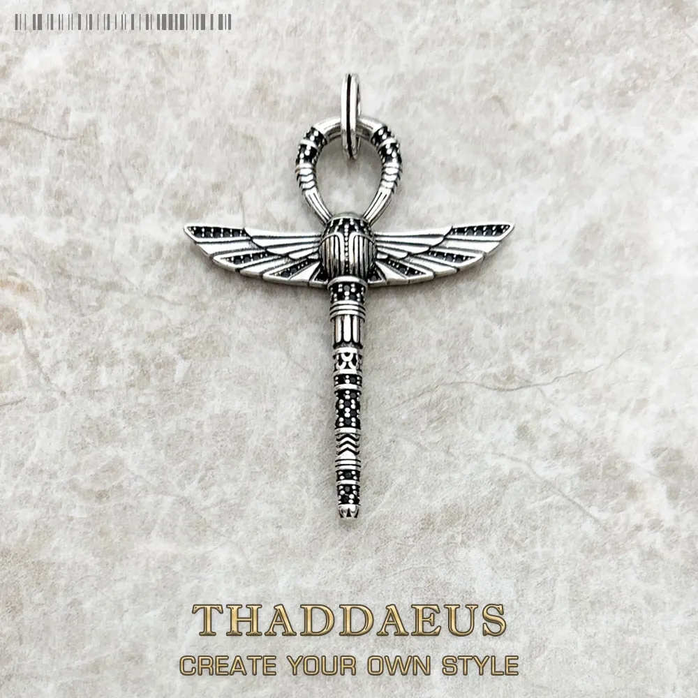 Cross Of Life Ankh With Scarab Fashion Ethnic Jewelry 925 Sterling Silver