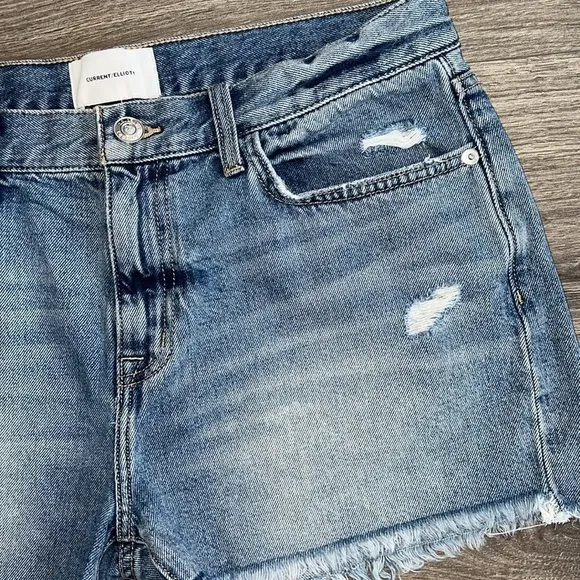 CURRENT ELLIOT The Boyfriend Shorts 2 Year Destroy Rigid Indigo Blue 29 Waist