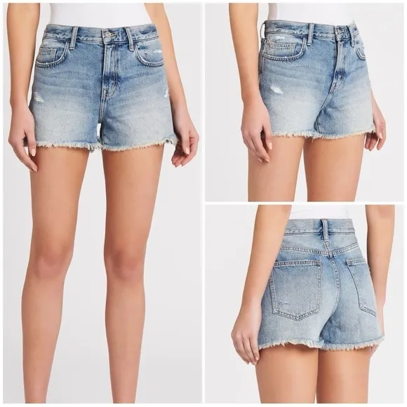 CURRENT ELLIOT The Boyfriend Shorts 2 Year Destroy Rigid Indigo Blue 29 Waist