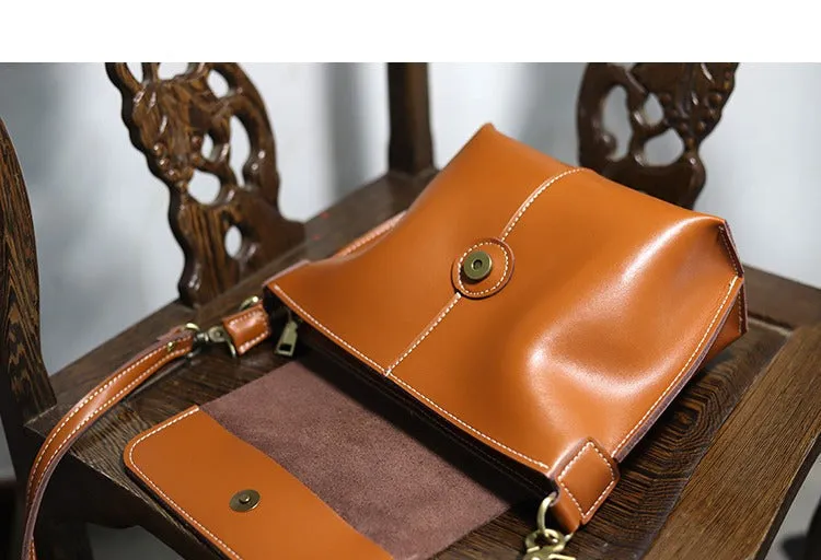Cute Coffee LEATHER Side Bag Handmade WOMEN Coffee Crossbody BAG Phone Purse FOR WOMEN
