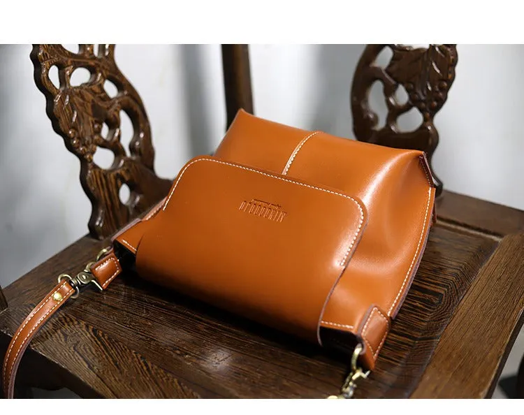 Cute Coffee LEATHER Side Bag Handmade WOMEN Coffee Crossbody BAG Phone Purse FOR WOMEN
