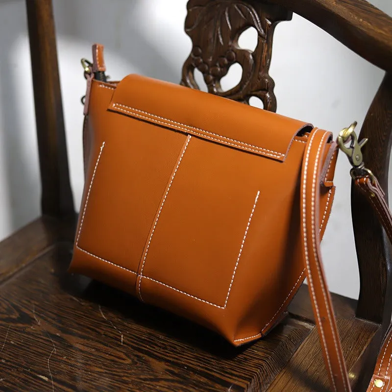 Cute Coffee LEATHER Side Bag Handmade WOMEN Coffee Crossbody BAG Phone Purse FOR WOMEN