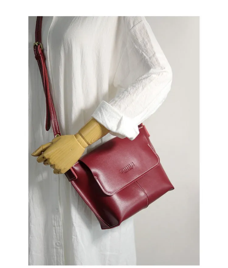 Cute Coffee LEATHER Side Bag Handmade WOMEN Coffee Crossbody BAG Phone Purse FOR WOMEN