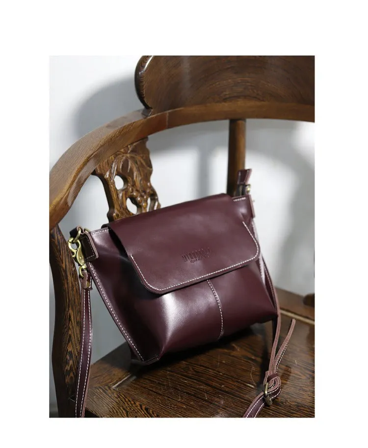 Cute Coffee LEATHER Side Bag Handmade WOMEN Coffee Crossbody BAG Phone Purse FOR WOMEN