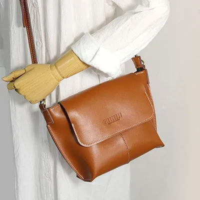 Cute Coffee LEATHER Side Bag Handmade WOMEN Coffee Crossbody BAG Phone Purse FOR WOMEN