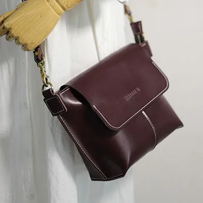 Cute Coffee LEATHER Side Bag Handmade WOMEN Coffee Crossbody BAG Phone Purse FOR WOMEN