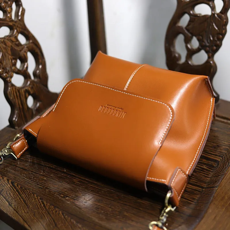 Cute Coffee LEATHER Side Bag Handmade WOMEN Coffee Crossbody BAG Phone Purse FOR WOMEN