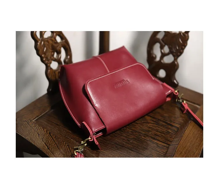 Cute Coffee LEATHER Side Bag Handmade WOMEN Coffee Crossbody BAG Phone Purse FOR WOMEN