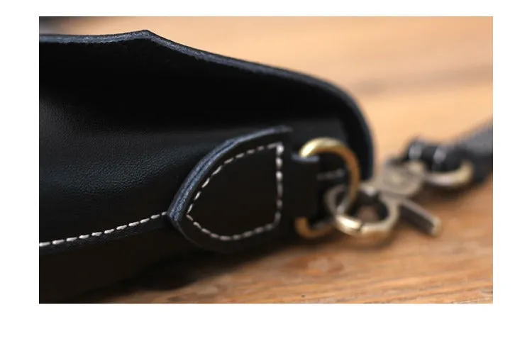 Cute LEATHER Small Side Bag Black WOMEN SHOULDER BAG Small Handmade Crossbody Purse FOR WOMEN
