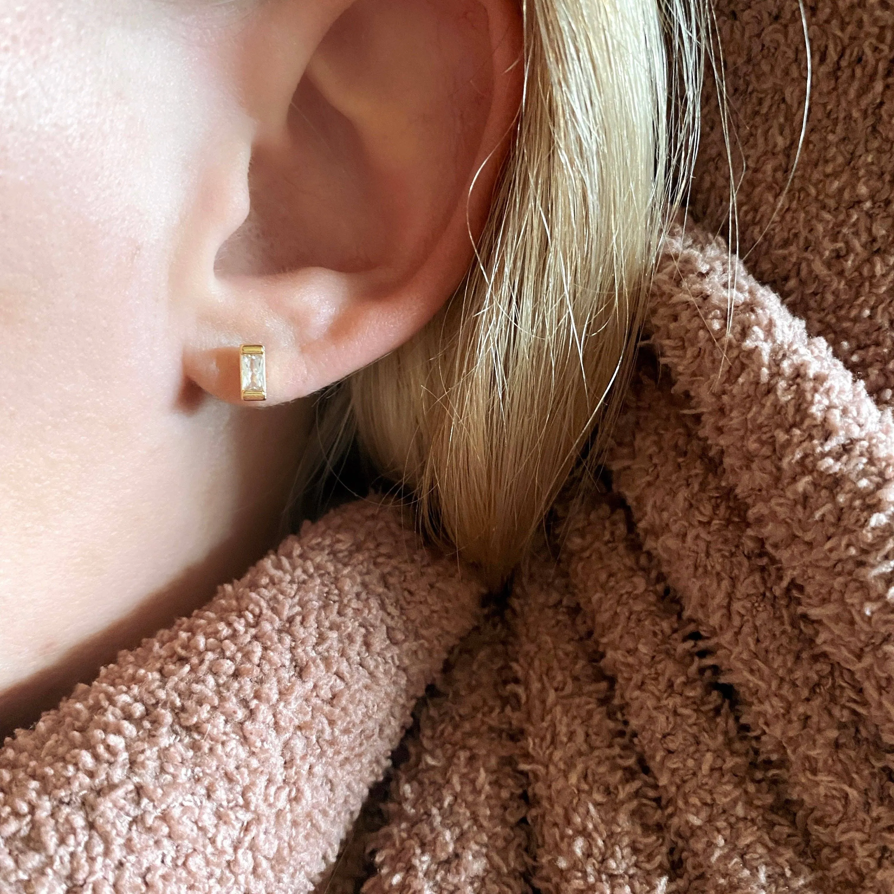 CZ Baguette Studs