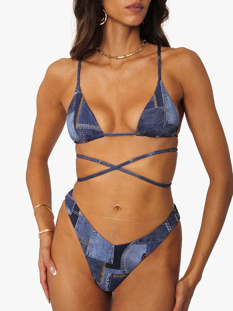 Dark Wash Denim Patchwork Cooper Top & Delilah Bottom by We Wore What